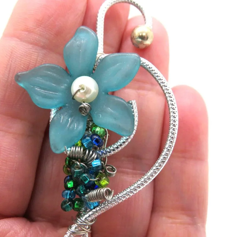 Blue Floral Brooch 3.5